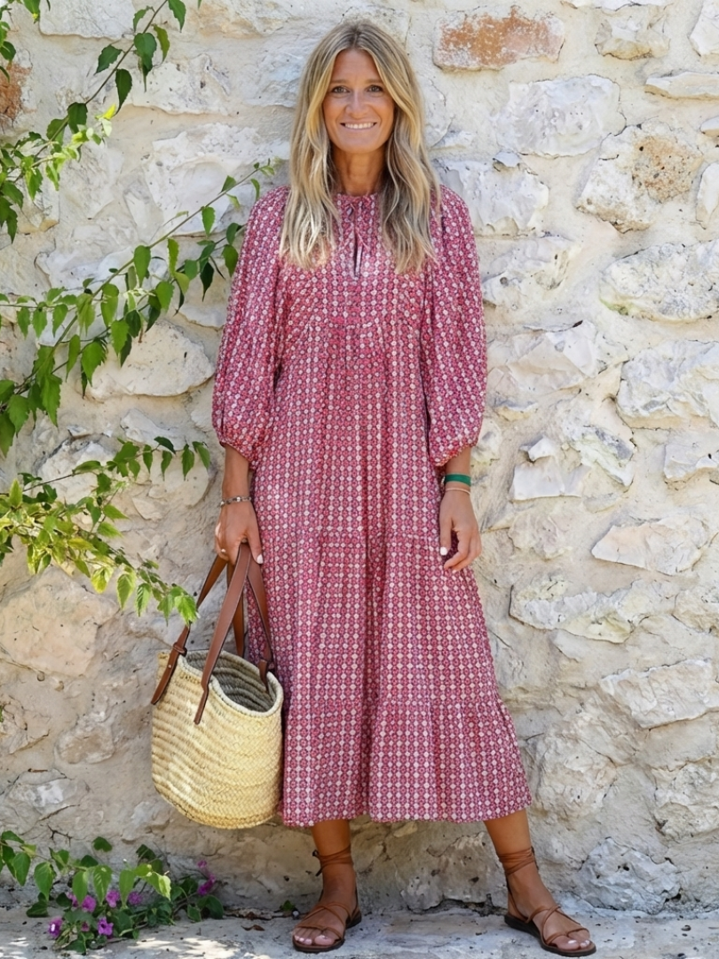 Arlette | Robe midi à manches longues
