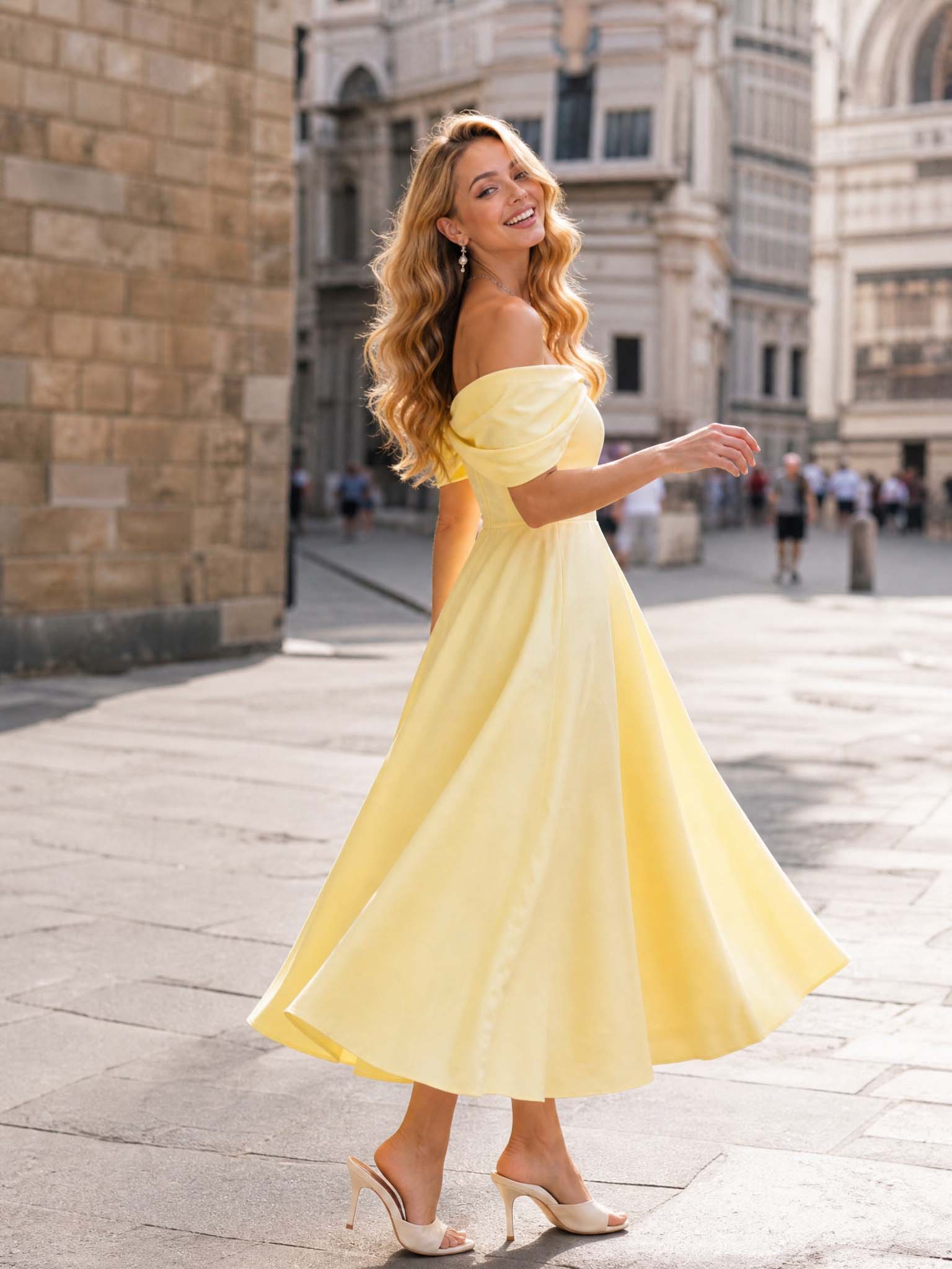Robe Maxi Élégante à Épaule Dénudée