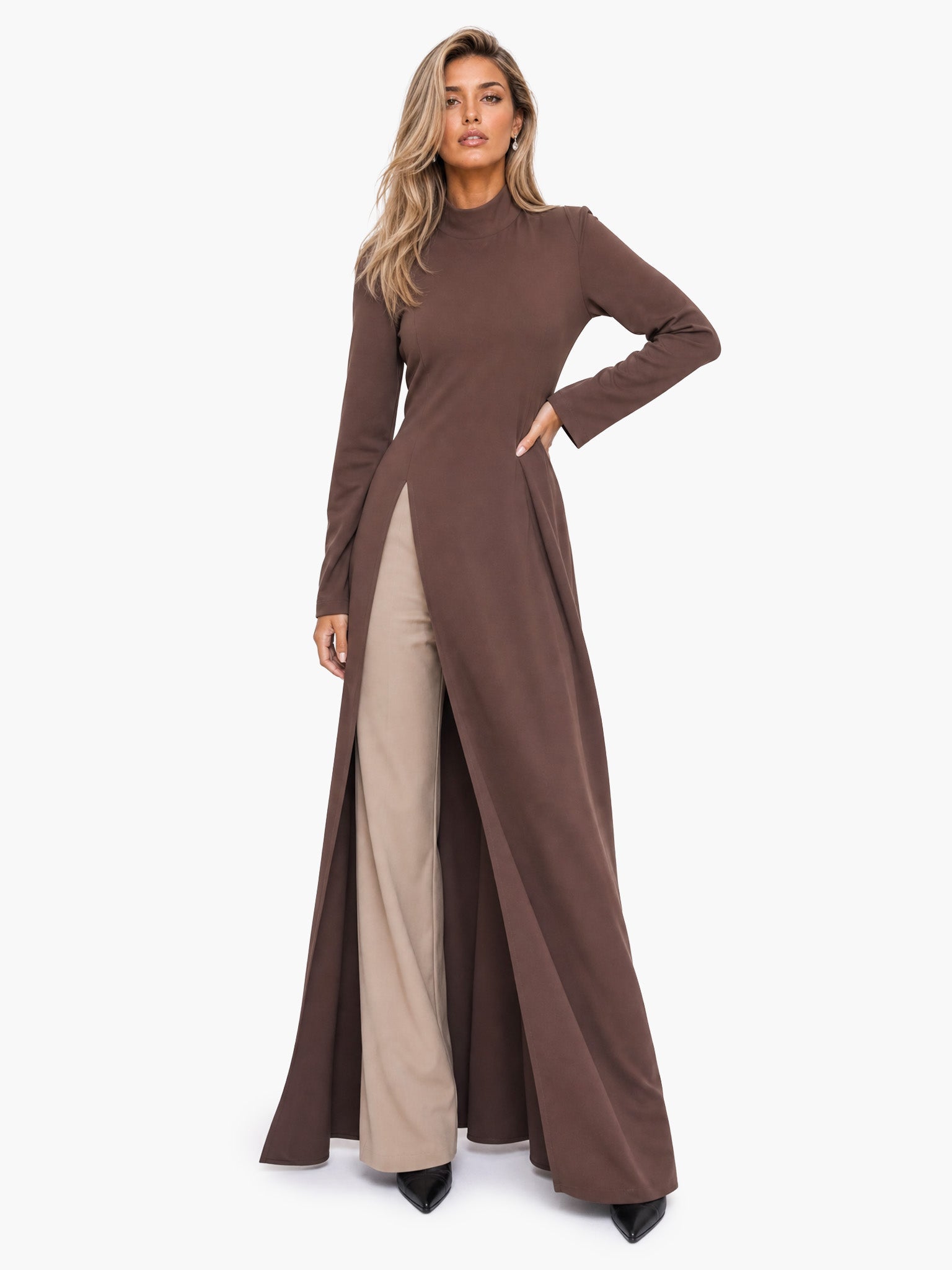 Robe Longue Élegante avec Fente Tendance