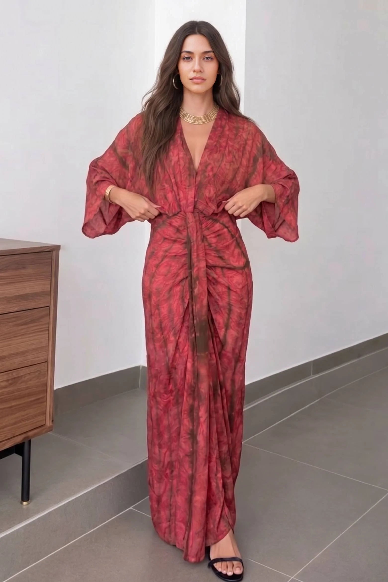 Kimono-Style Printed Robe