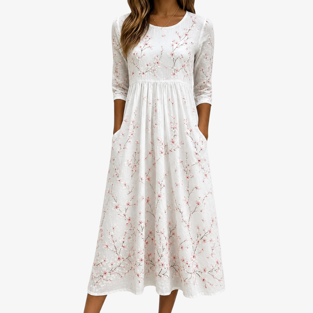 Robe Midi Quotidienne Grâce Cerisier