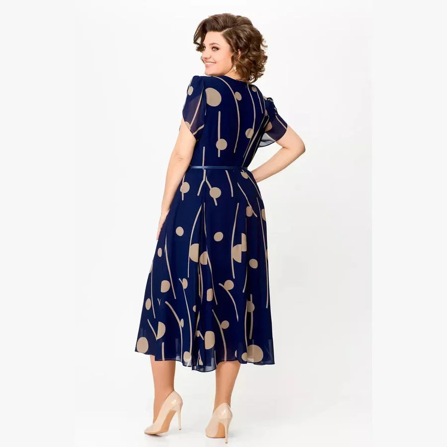 Robe Midi en Mousseline à Pois