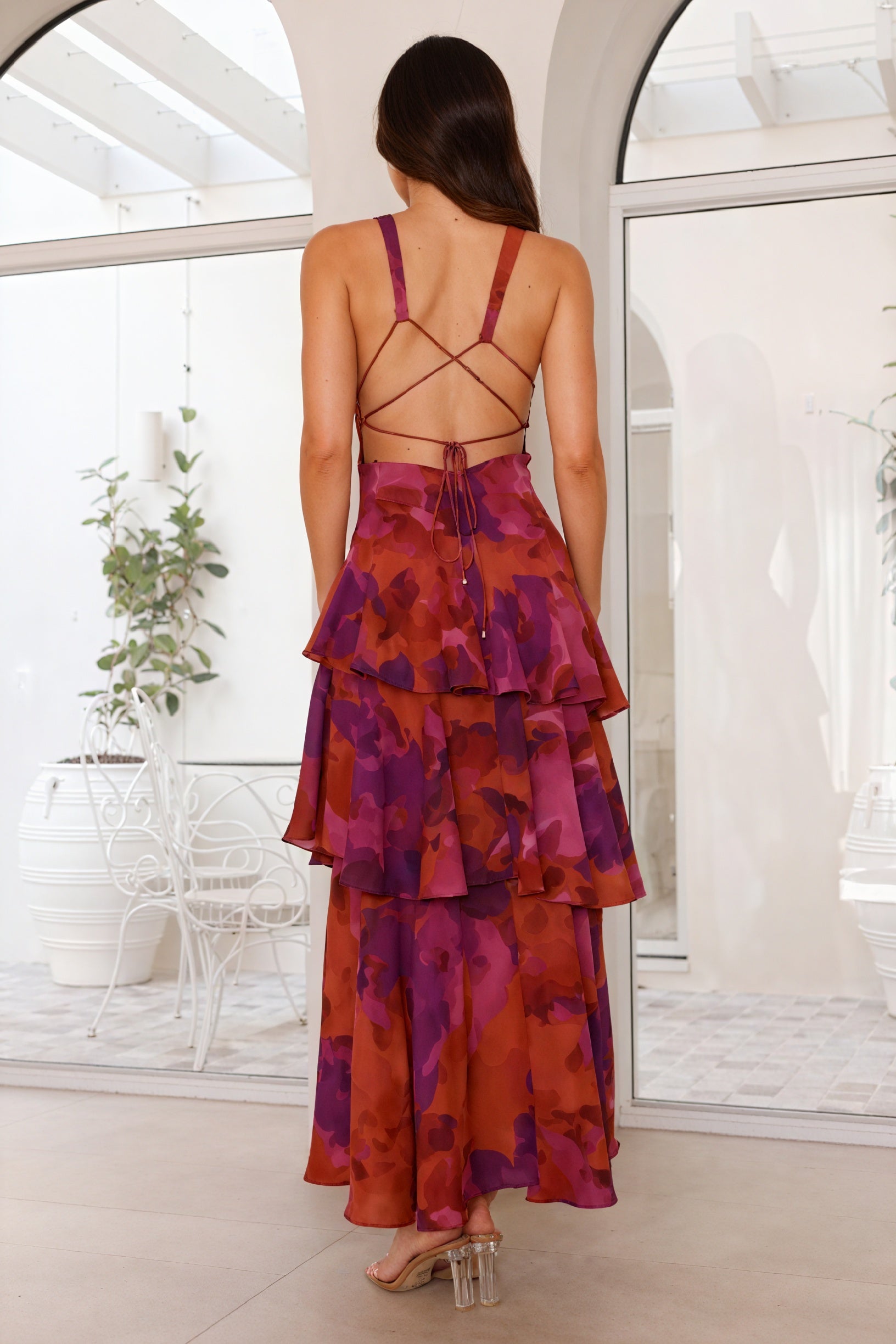 Robe Fleurie à Décolleté Plongeant