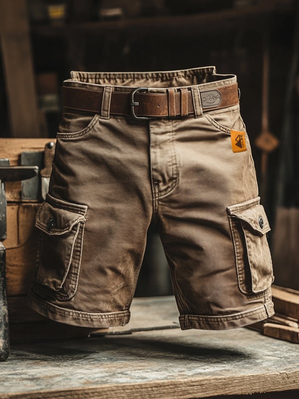 AliceLeon™ | Pantalon cargo court rétro avec poches multiples