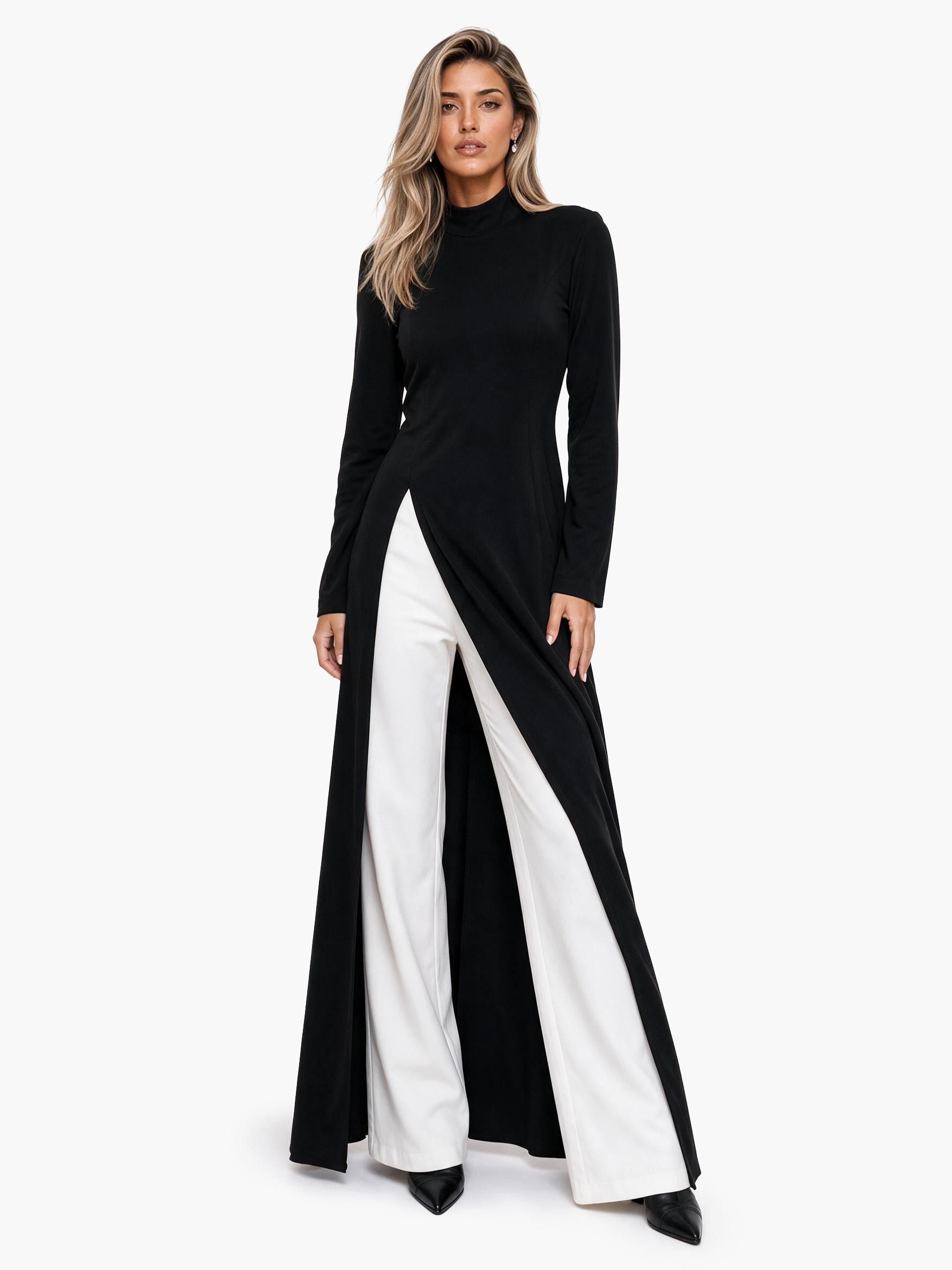 Robe Longue Élegante avec Fente Tendance
