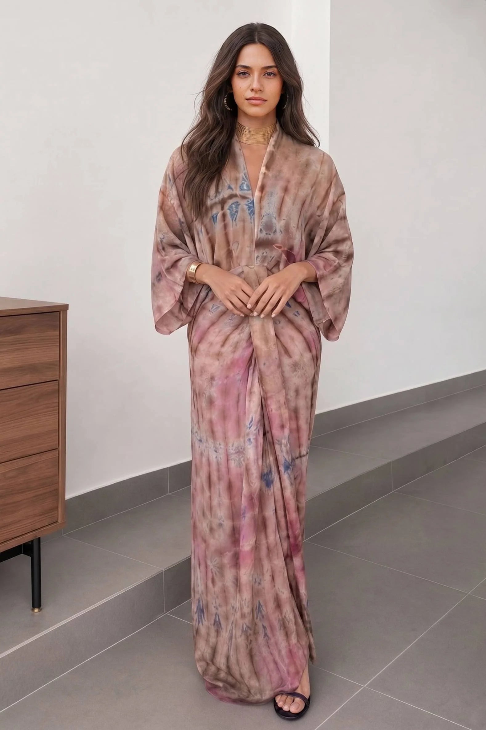 Kimono-Style Printed Robe