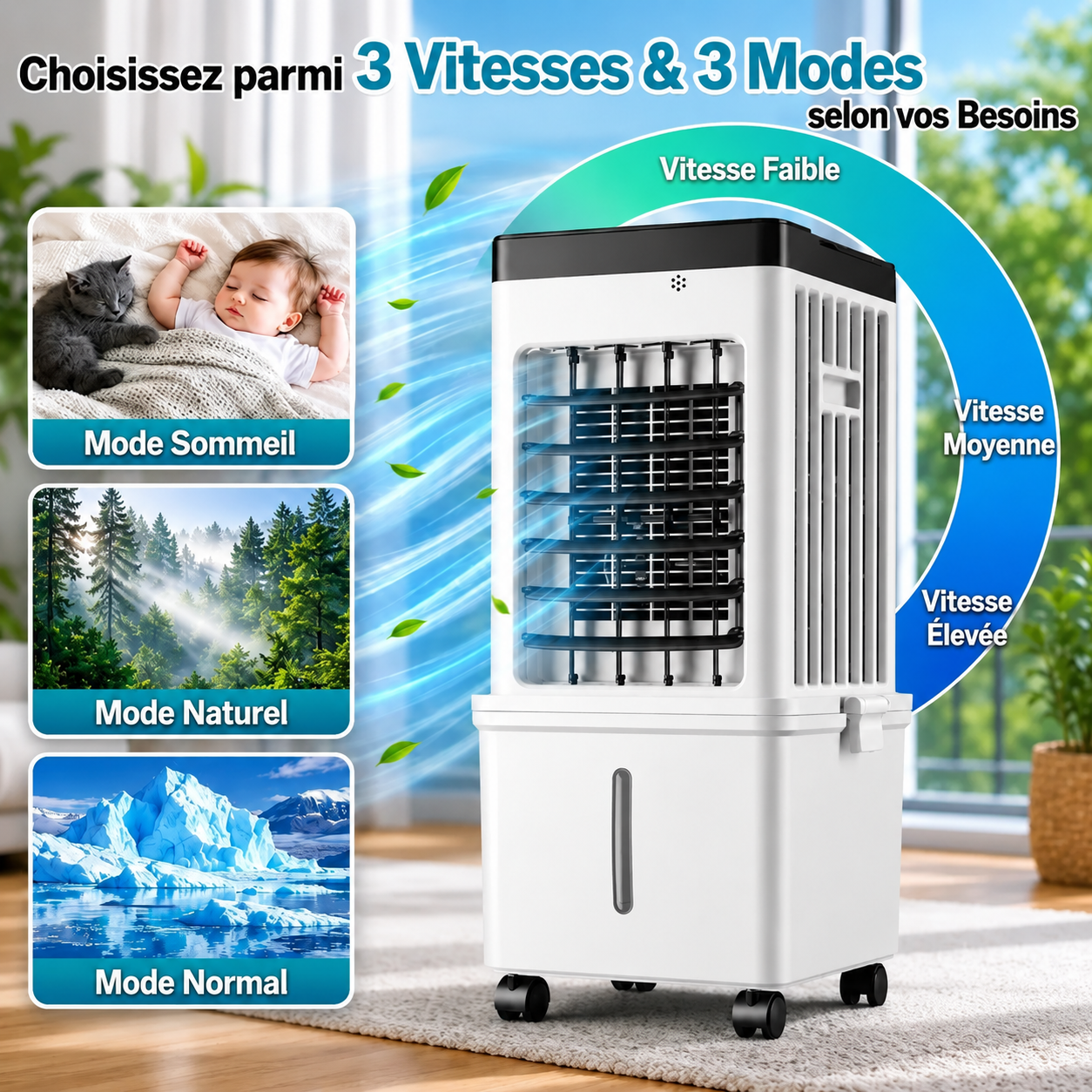 Climatiseur portable avec roulettes