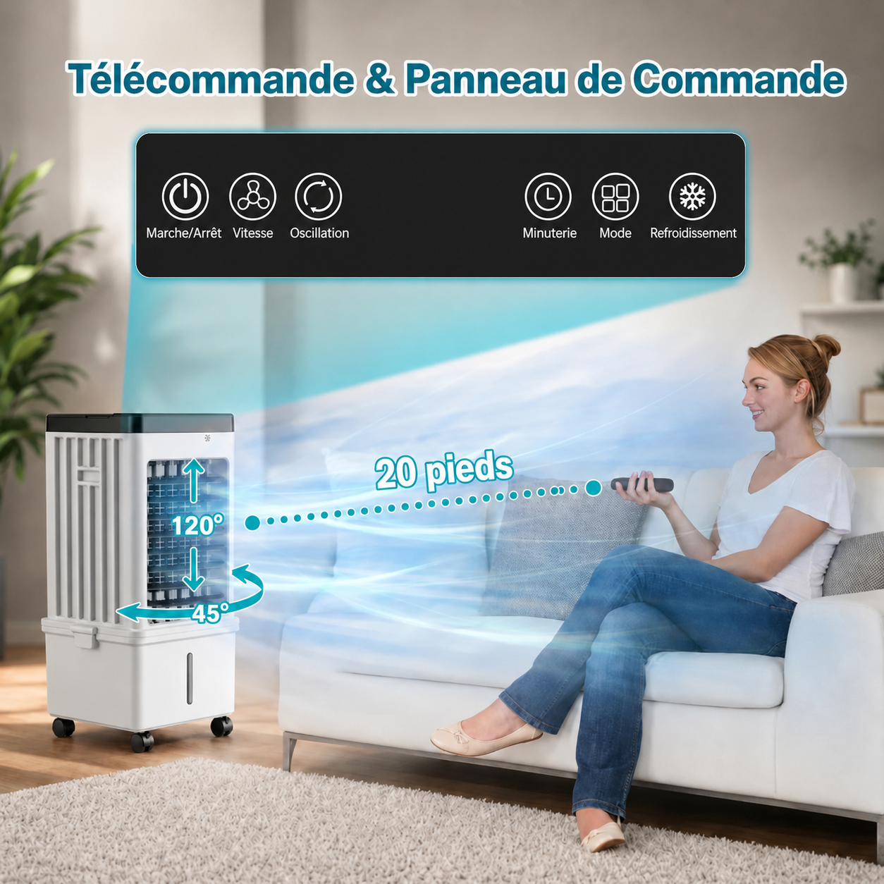 Climatiseur portable avec roulettes
