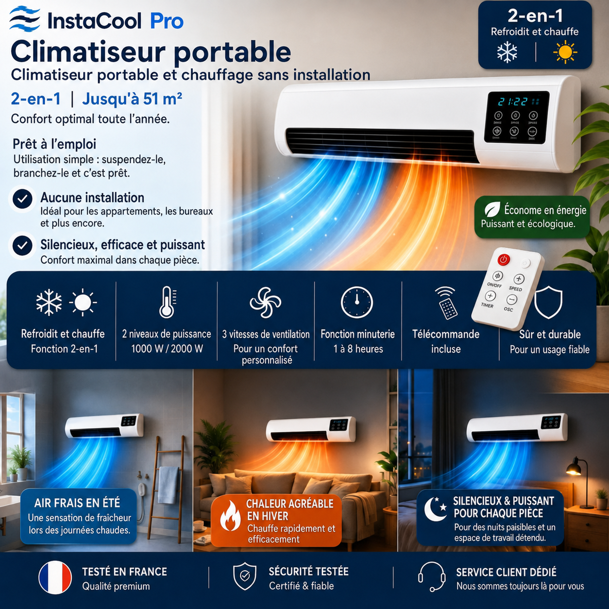 Climatiseur mural avec 2 fonctions