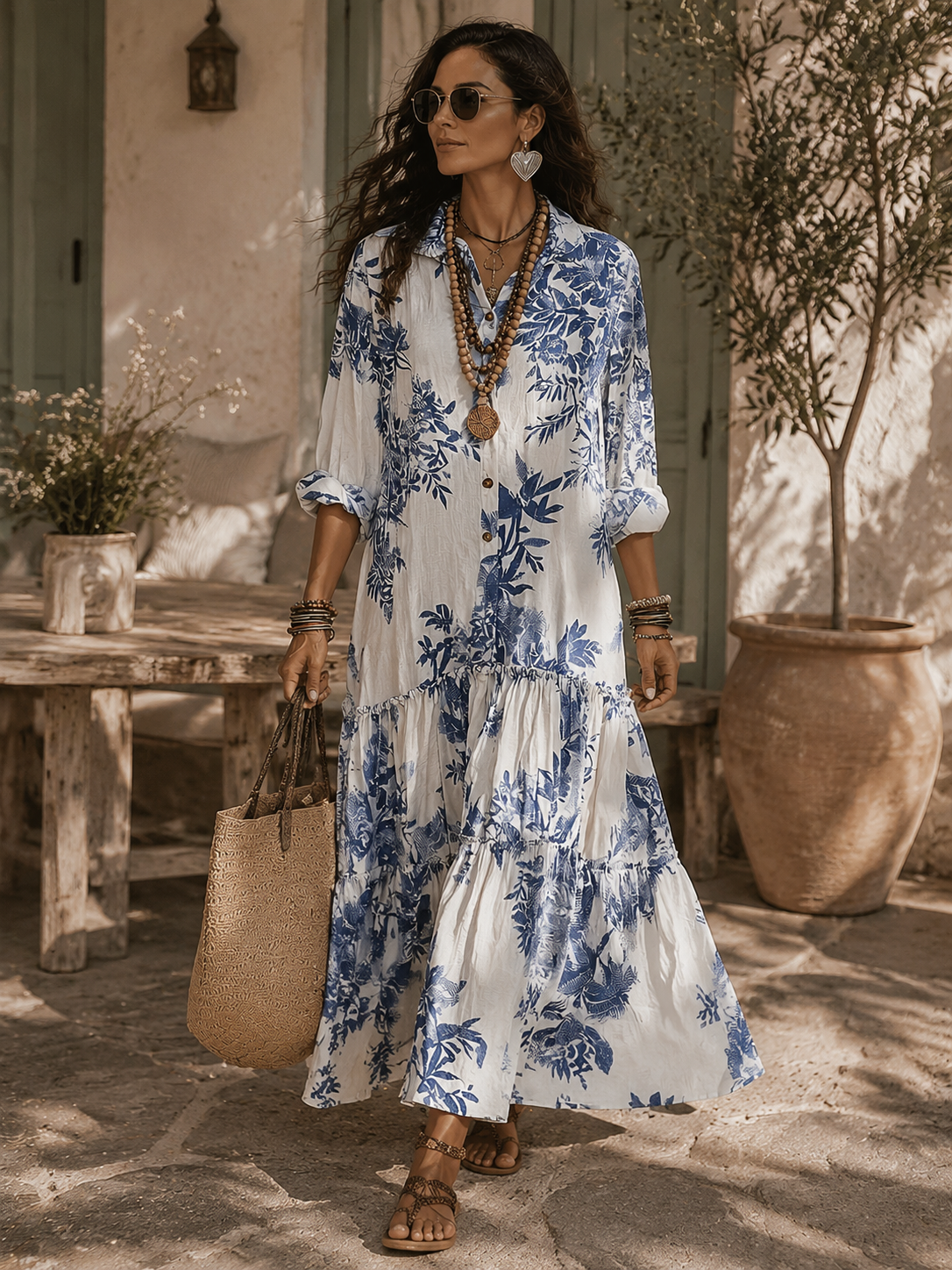 Robe Maxi Fleurie Bohème à Volants