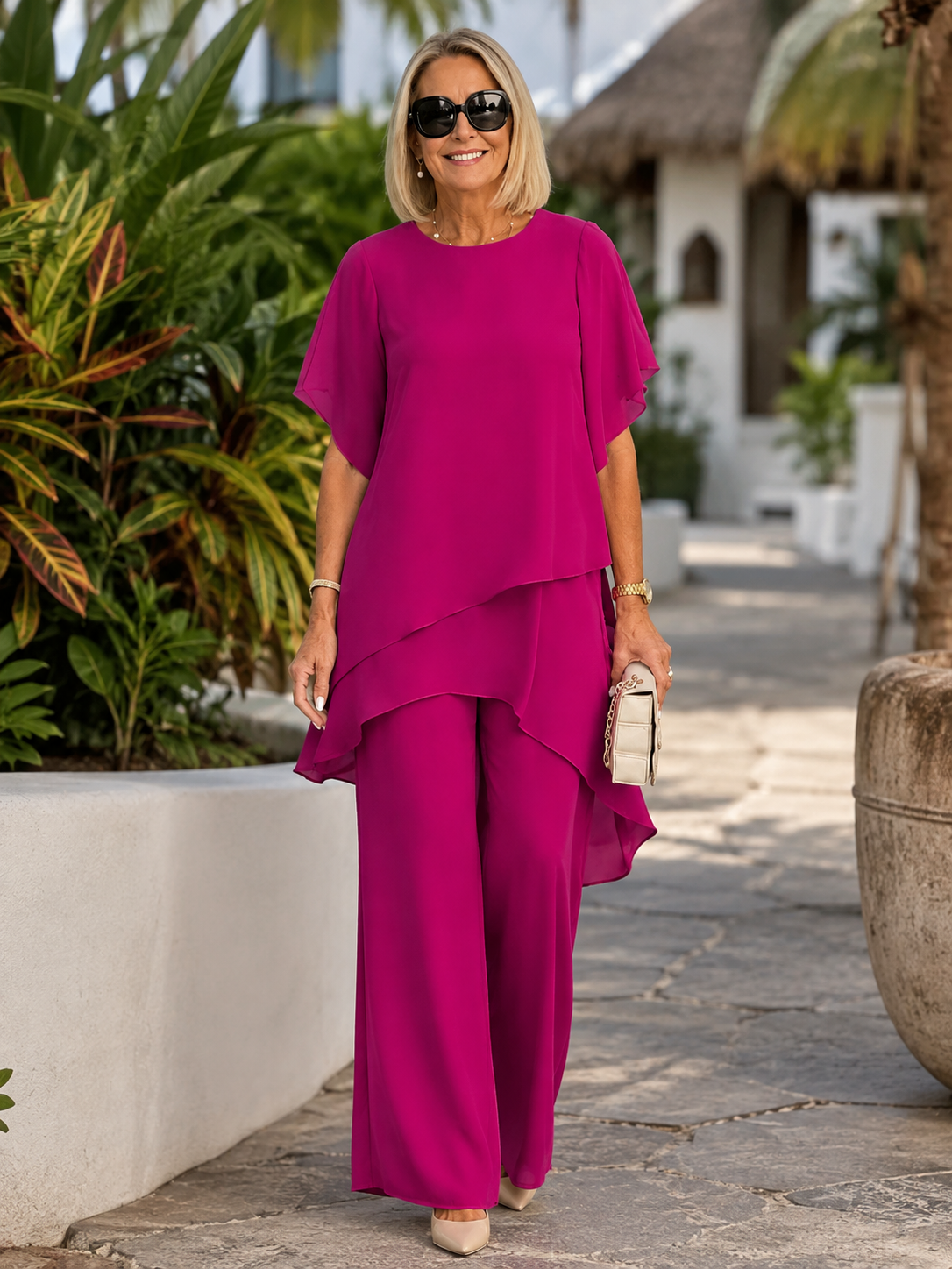 Ensemble Élégant Asymétrique en Deux Pièces