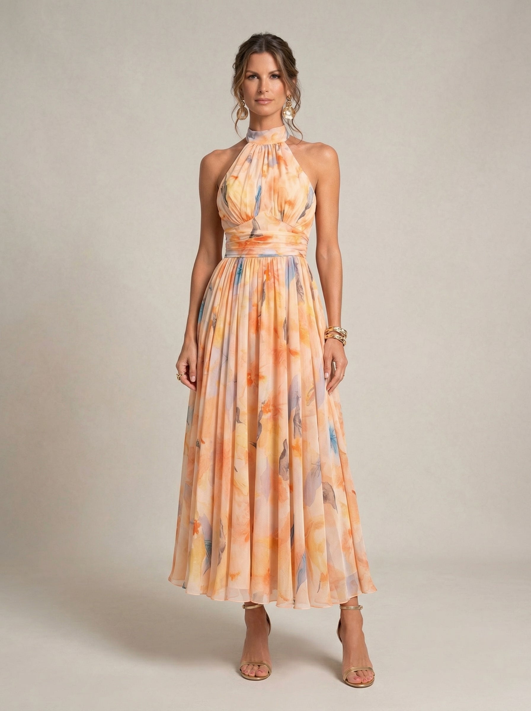 Esther™ | Robe Halter à Imprimé Aquarelle