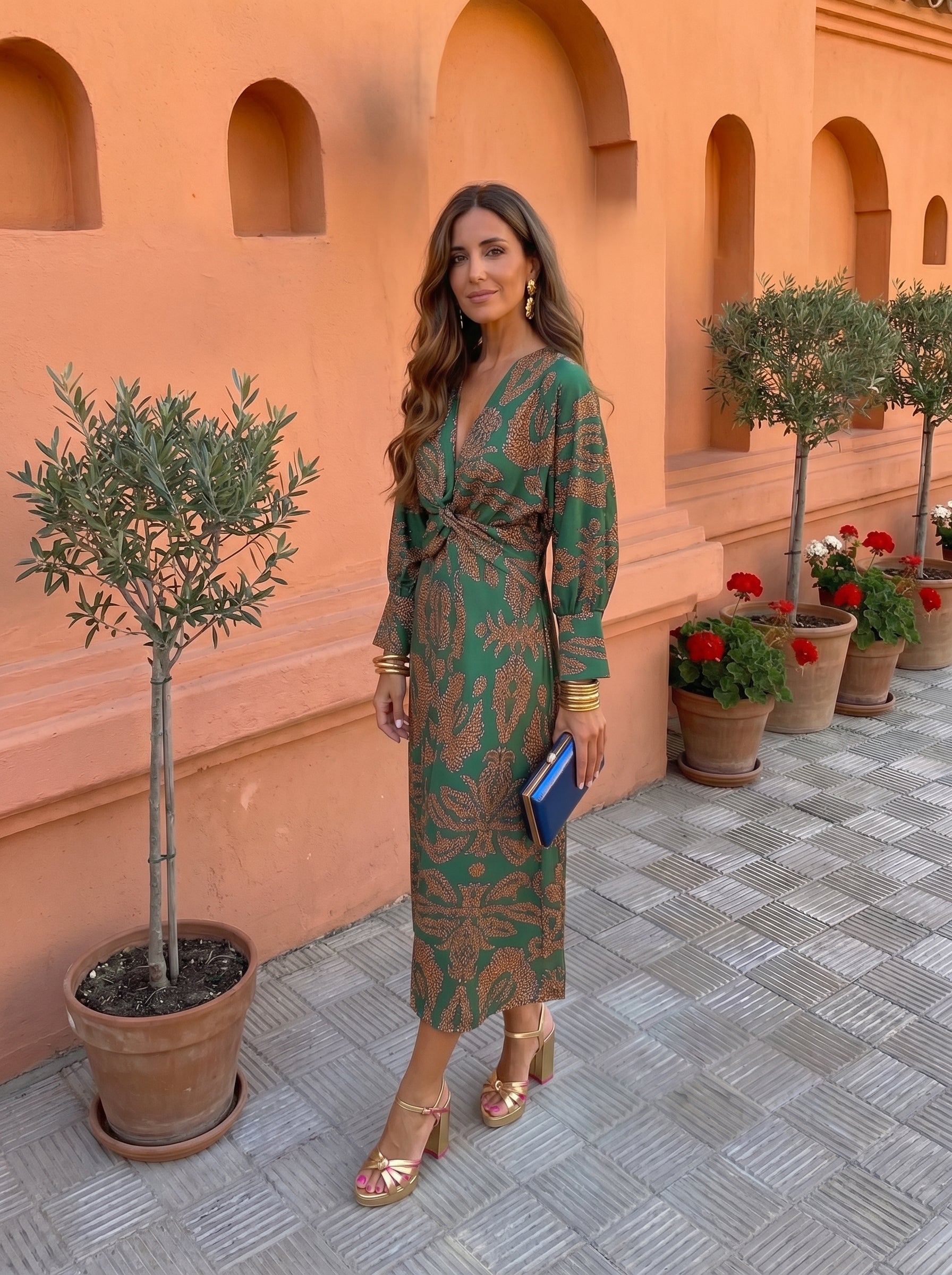 Robe midi à motifs