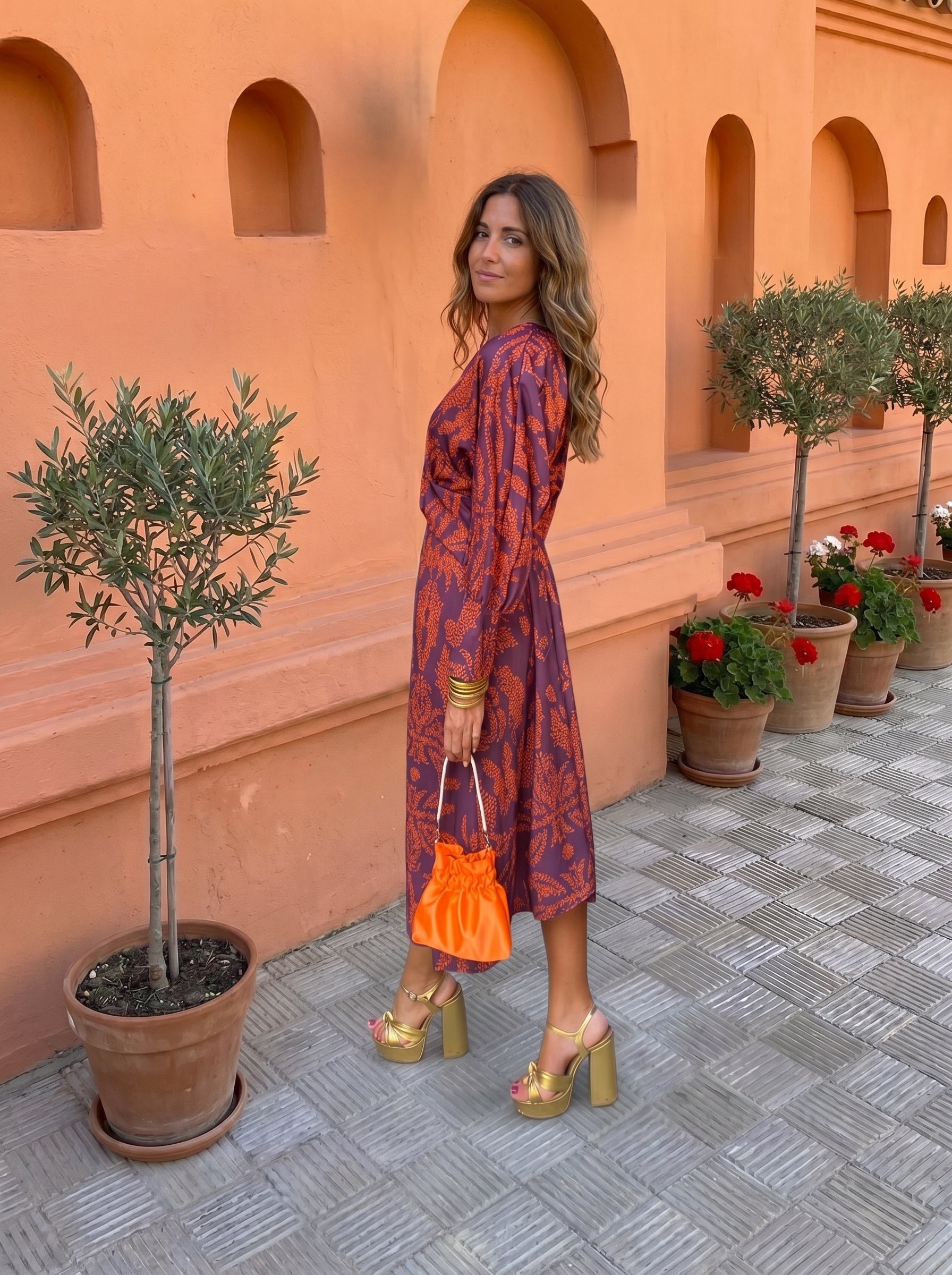 Robe midi à motifs