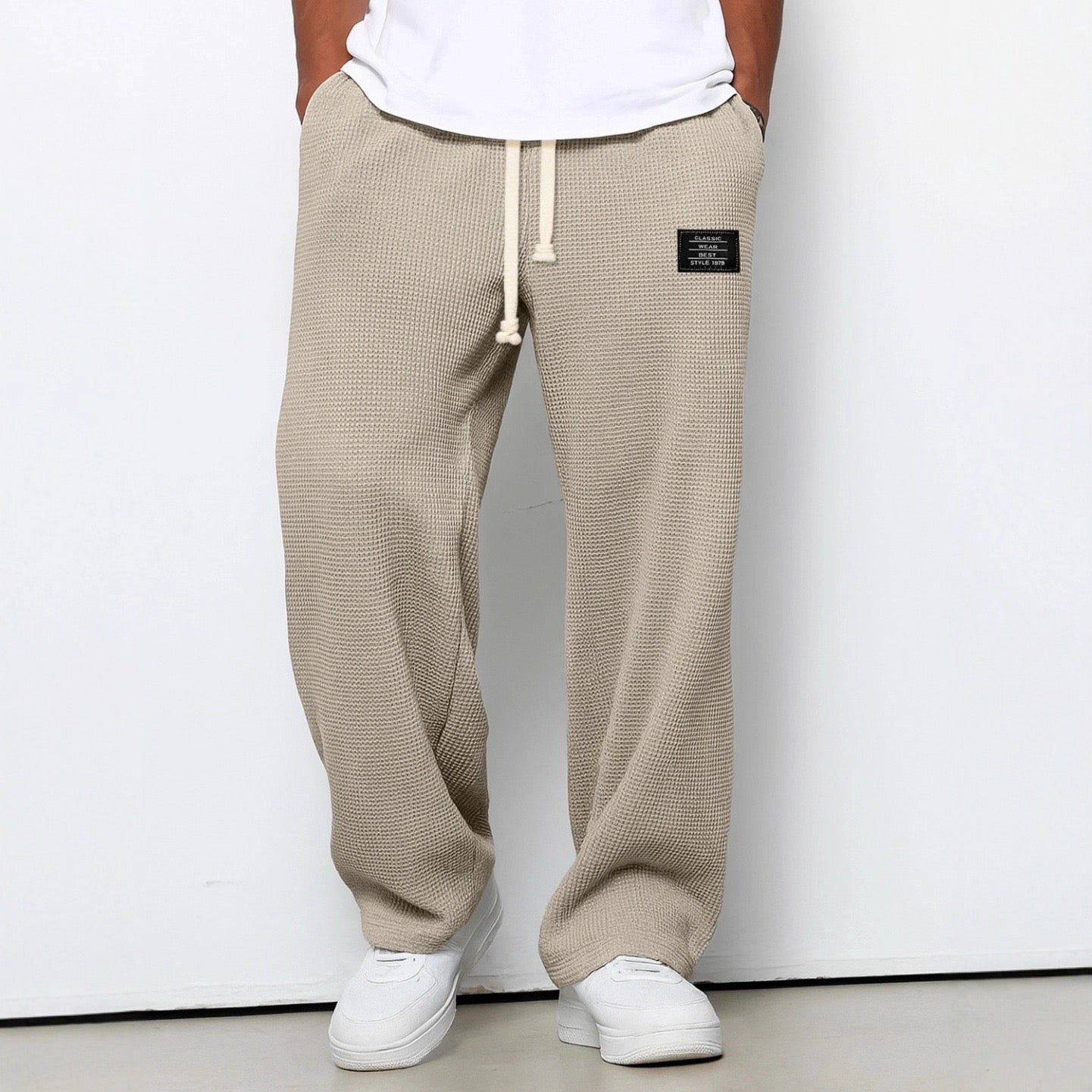 AliceLeon™ | Pantalon large à motif gaufré en nid d'abeille