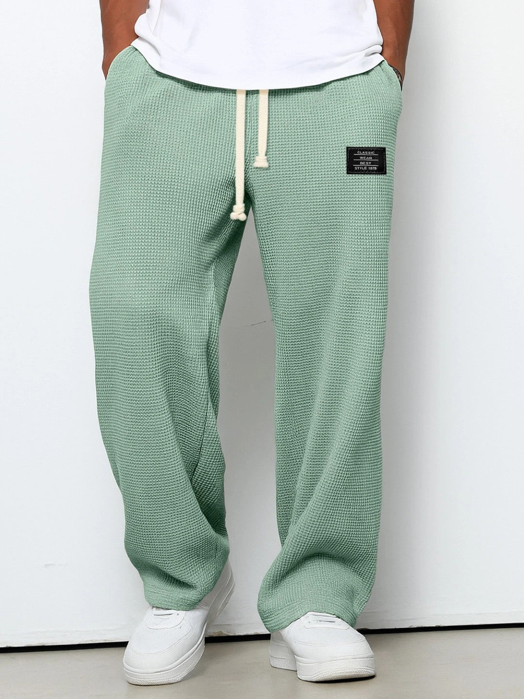 AliceLeon™ | Pantalon large à motif gaufré en nid d'abeille