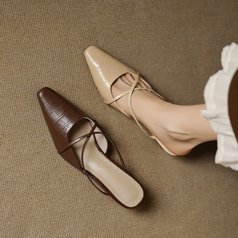 Véritable Mules en Cuir Mire