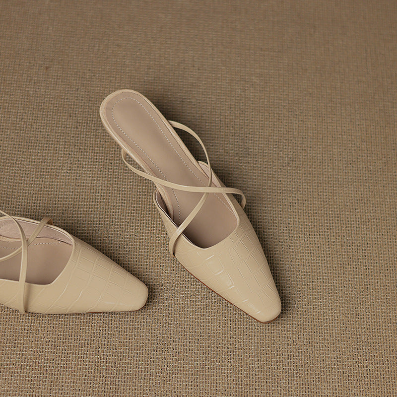 Véritable Mules en Cuir Mire