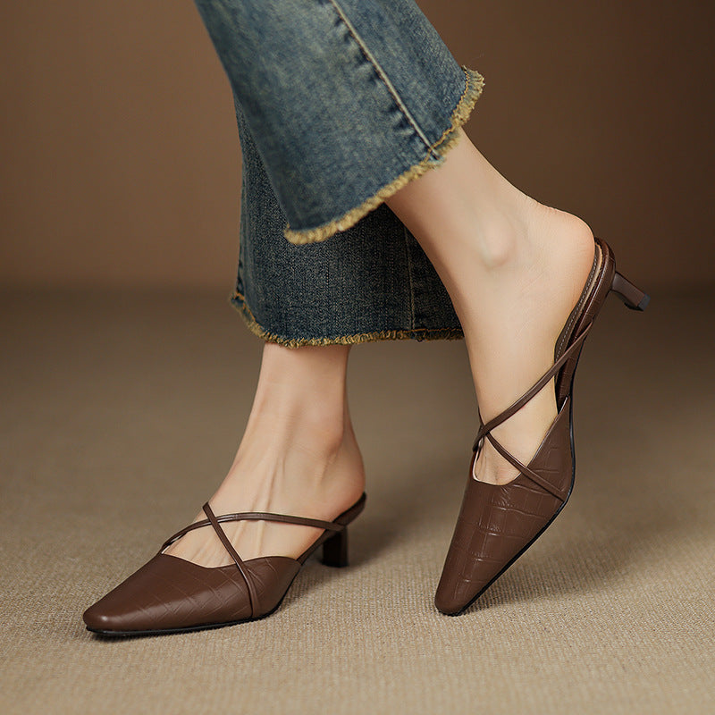Véritable Mules en Cuir Mire