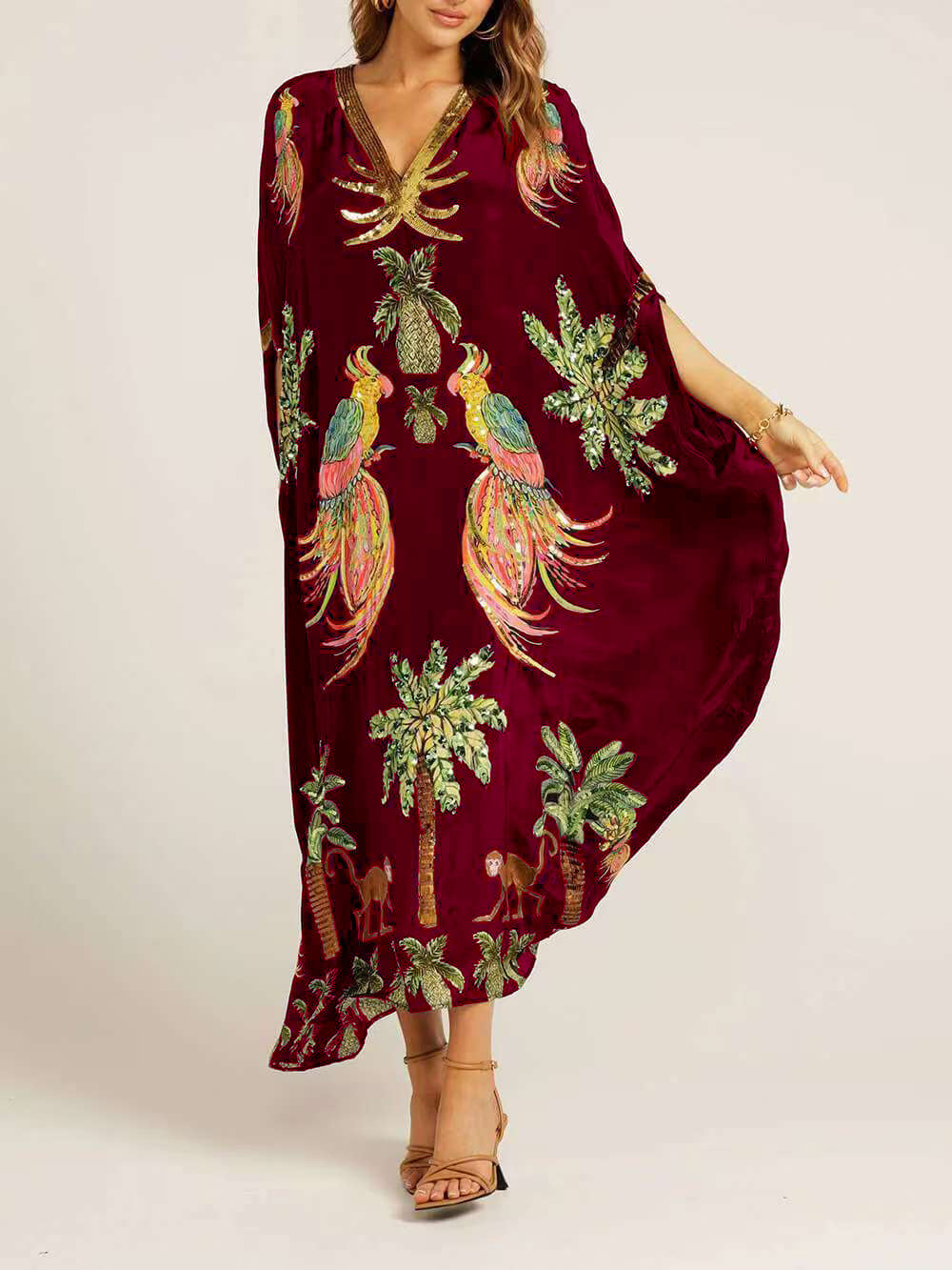 Robe palmier à épaule tombante