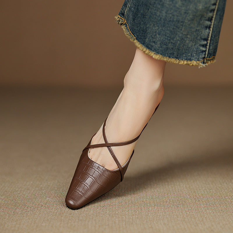 Véritable Mules en Cuir Mire