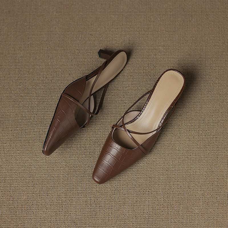 Véritable Mules en Cuir Mire