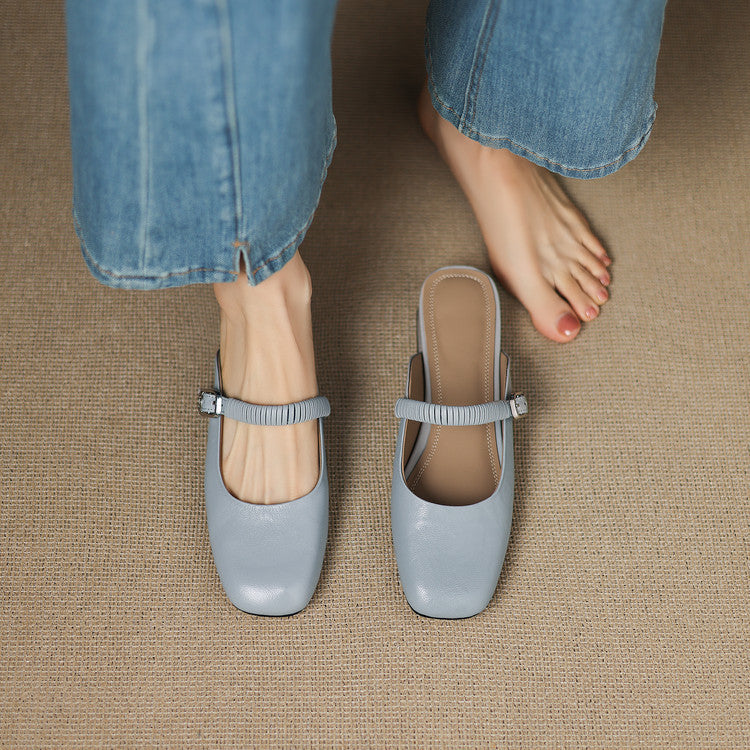 Mules Mary Jane en Cuir Authentique Novie