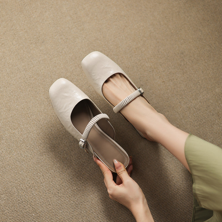 Mules Mary Jane en Cuir Authentique Novie