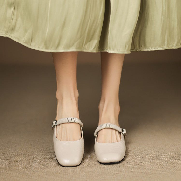 Mules Mary Jane en Cuir Authentique Novie