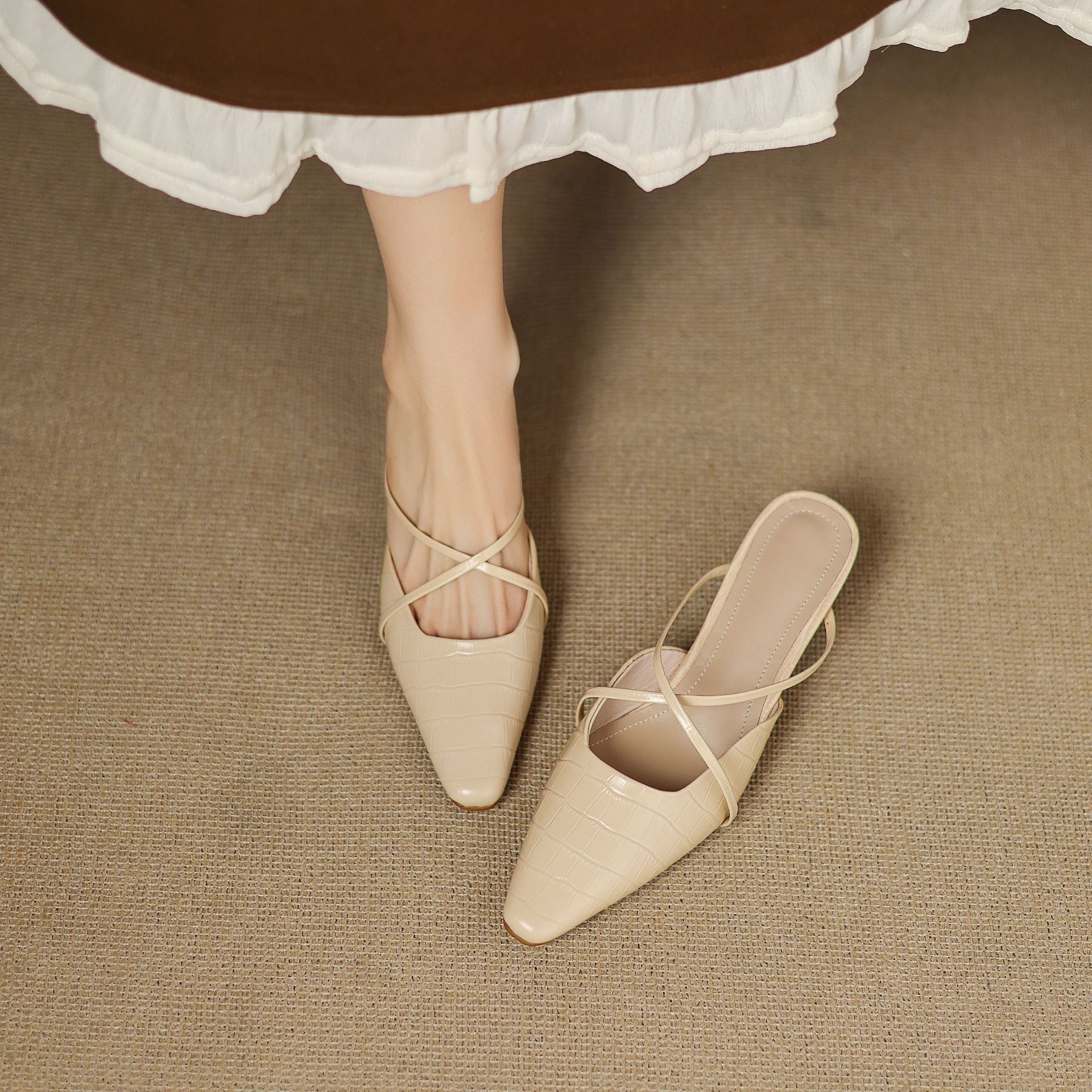 Véritable Mules en Cuir Mire