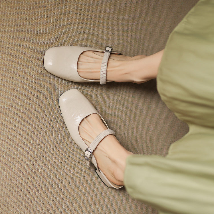 Mules Mary Jane en Cuir Authentique Novie