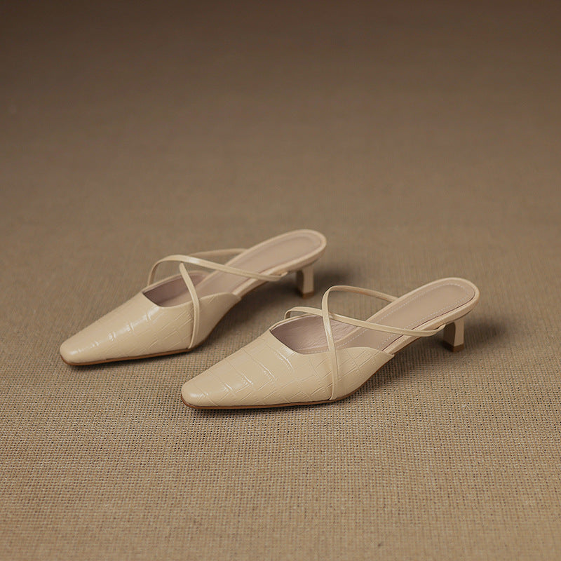 Véritable Mules en Cuir Mire