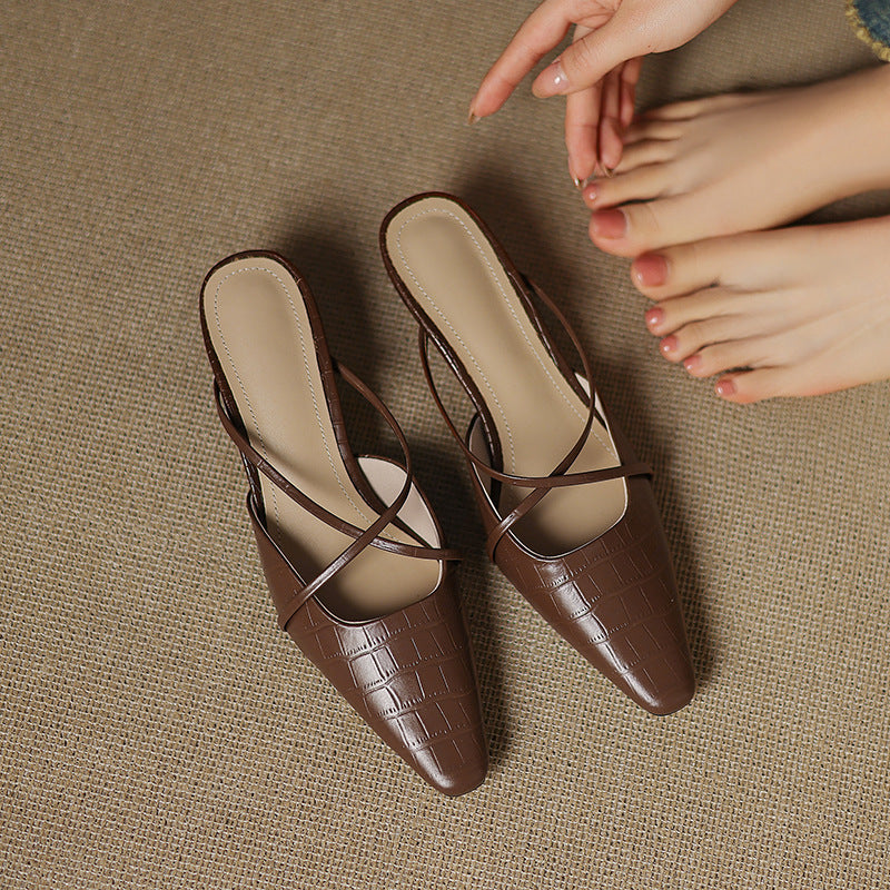 Véritable Mules en Cuir Mire
