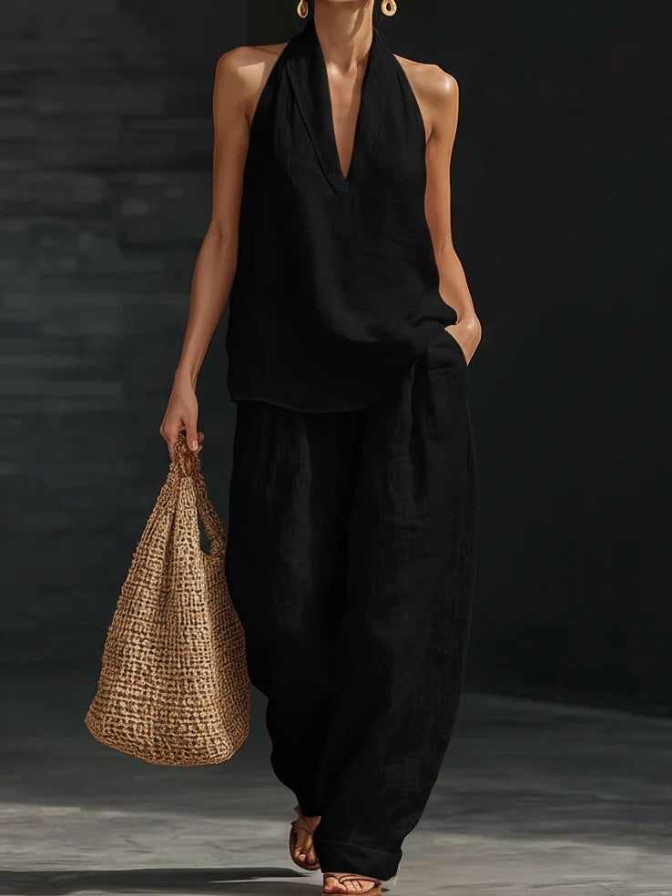 Ensemble sans manches avec pantalon ample