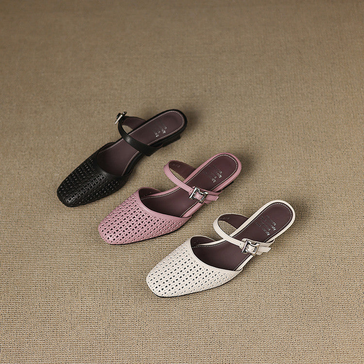 Véritable Mules en Cuir Ovia