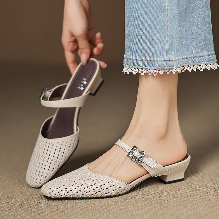 Véritable Mules en Cuir Ovia