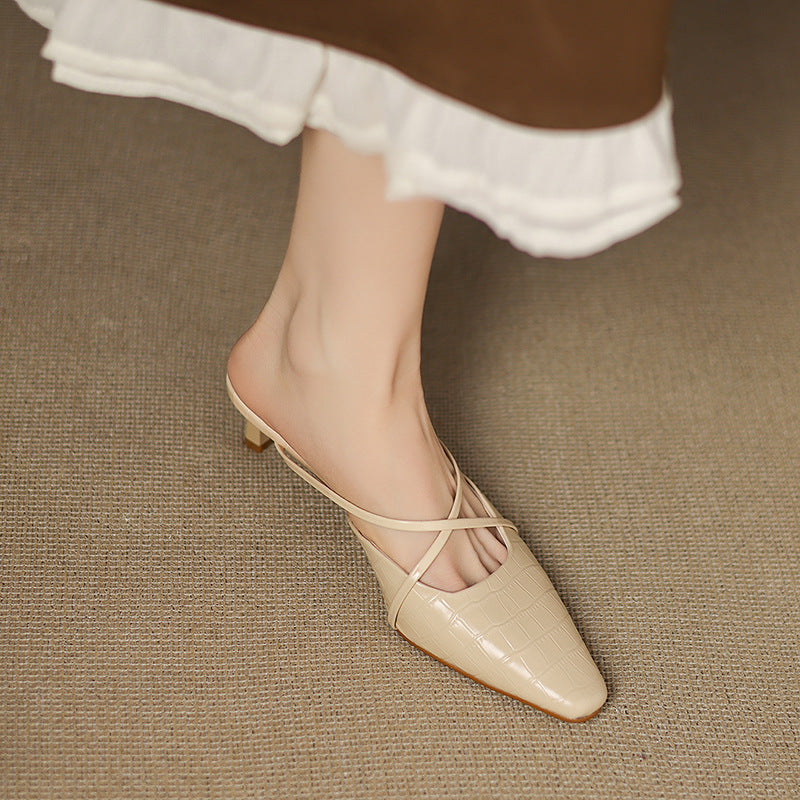 Véritable Mules en Cuir Mire