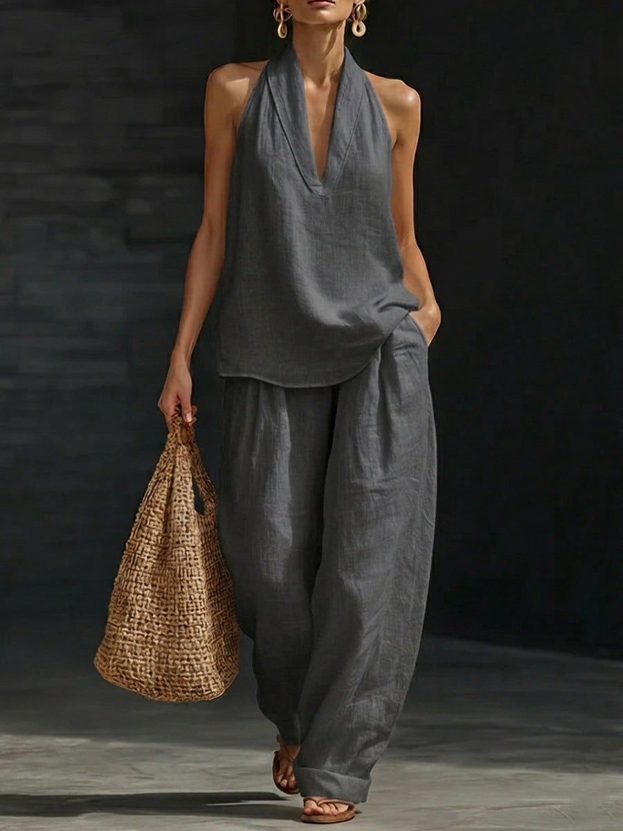 Ensemble sans manches avec pantalon ample