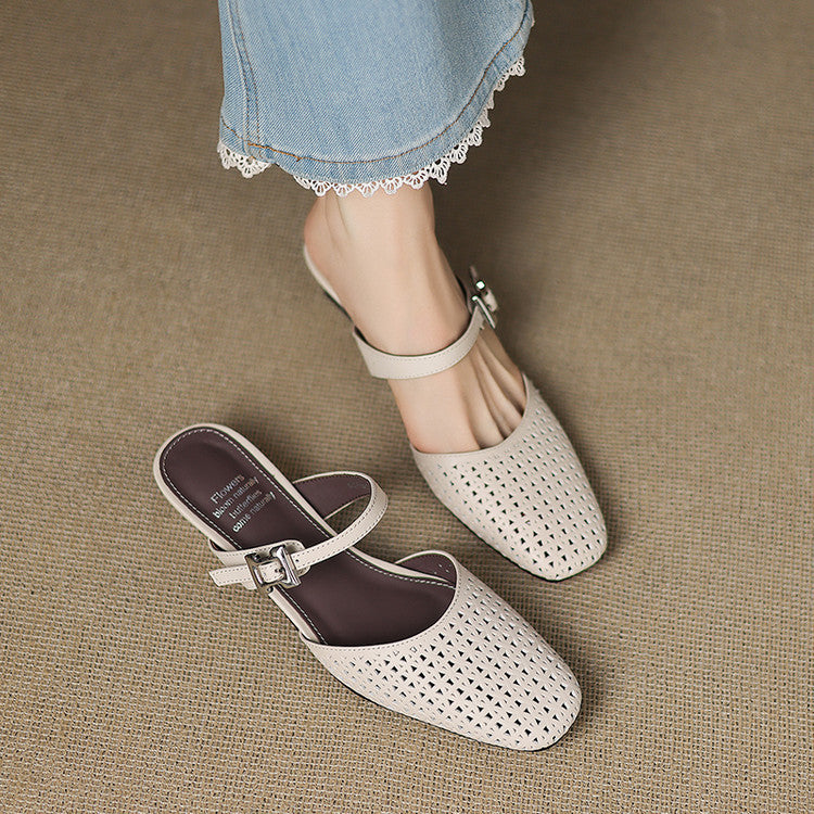 Véritable Mules en Cuir Ovia