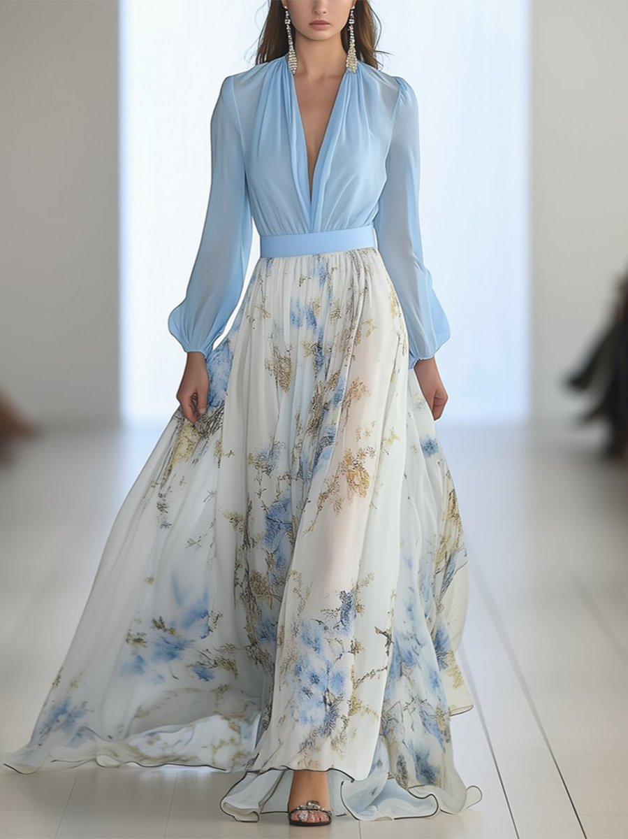 Maxi Robe à Imprimé Floral Éclatant