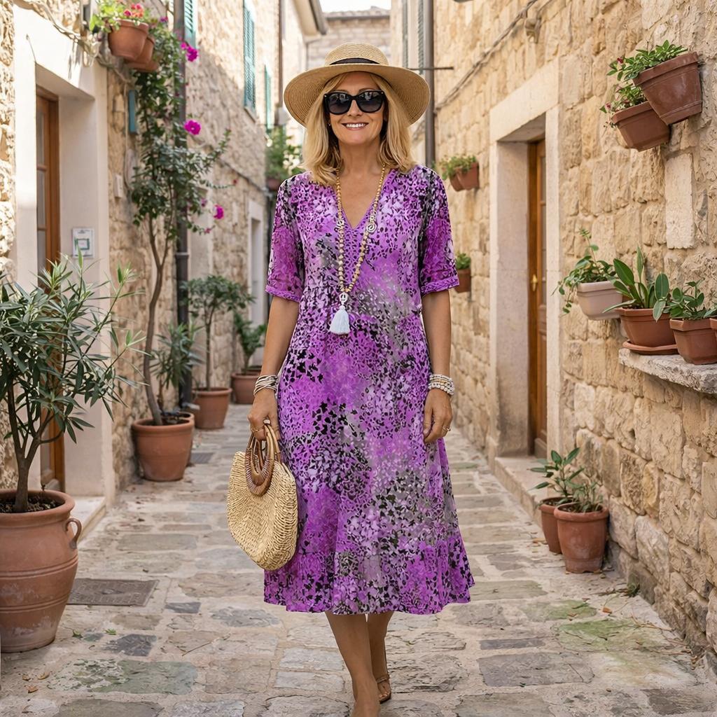 Rachel | Robe Midi Imprimée Élégante