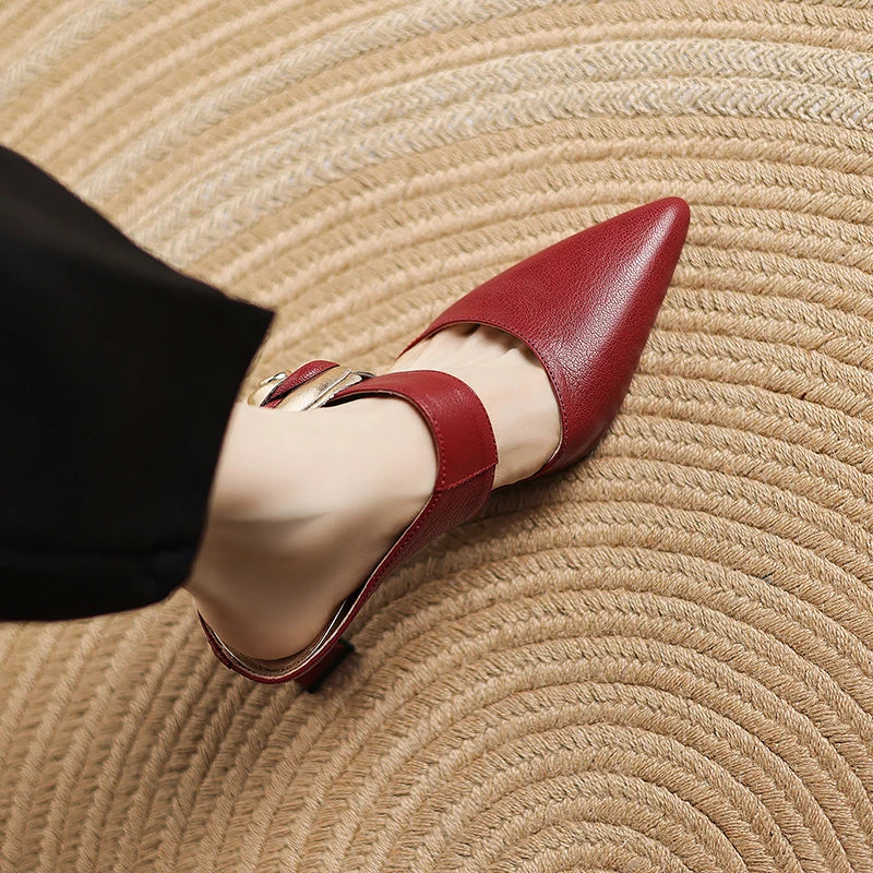 Escarpins en Cuir Véritable Grenat