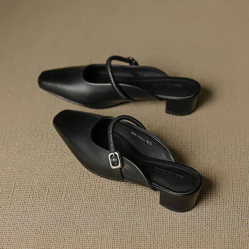 Mules Mary Jane en Cuir Authentique Kera