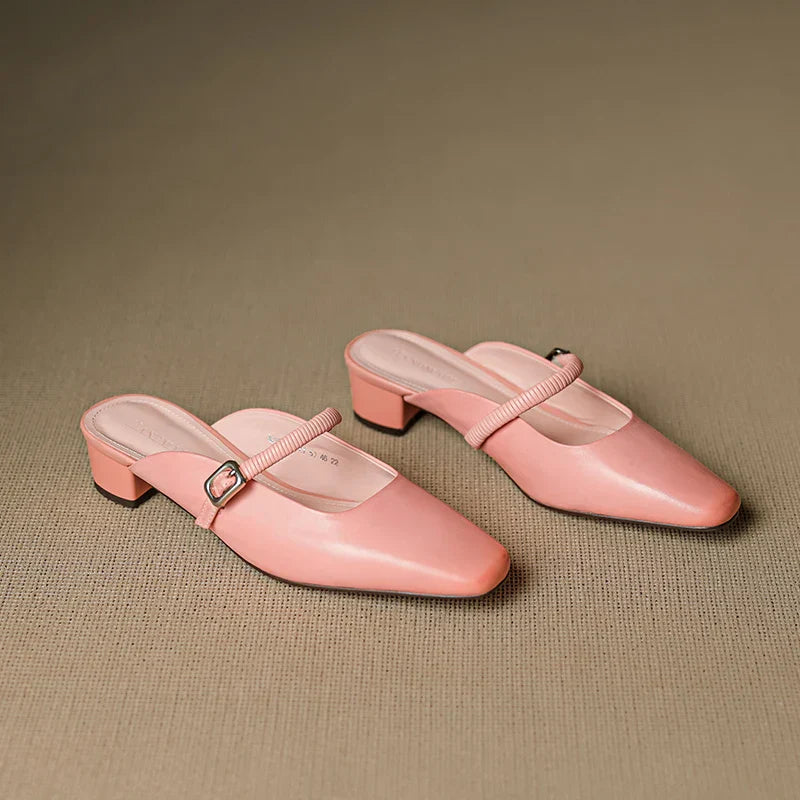 Mules Mary Jane en Cuir Authentique Kera