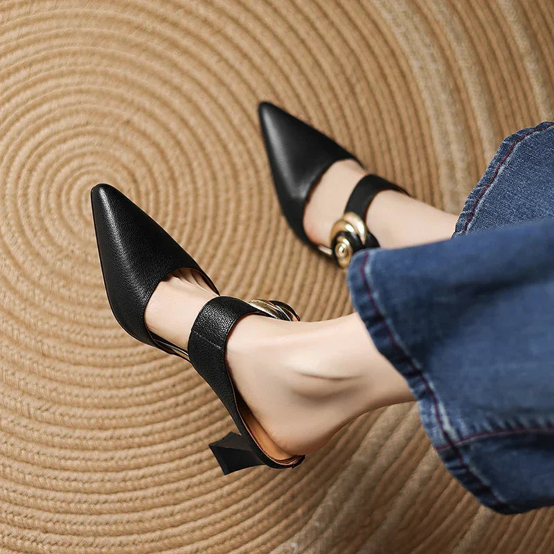 Escarpins en Cuir Véritable Grenat