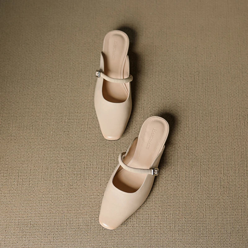 Mules Mary Jane en Cuir Authentique Kera