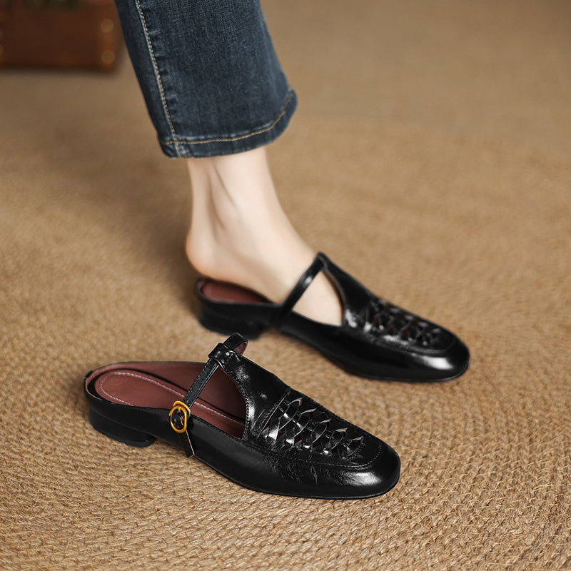 Véritable Mules en Cuir Elya