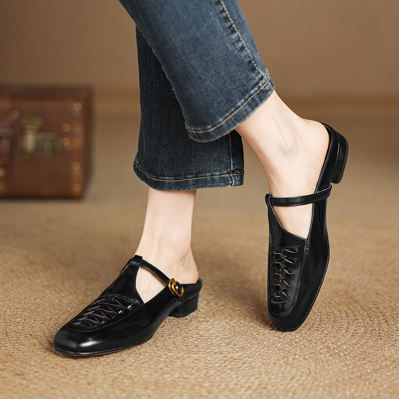 Véritable Mules en Cuir Elya