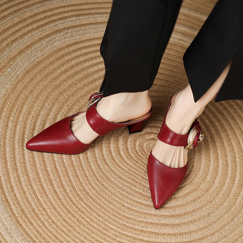 Escarpins en Cuir Véritable Grenat