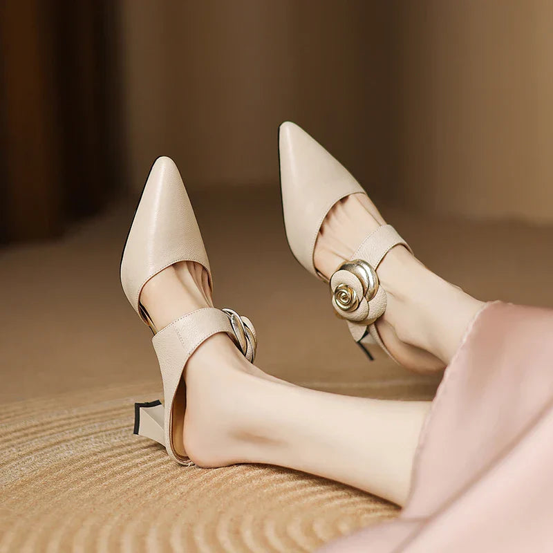 Escarpins en Cuir Véritable Grenat